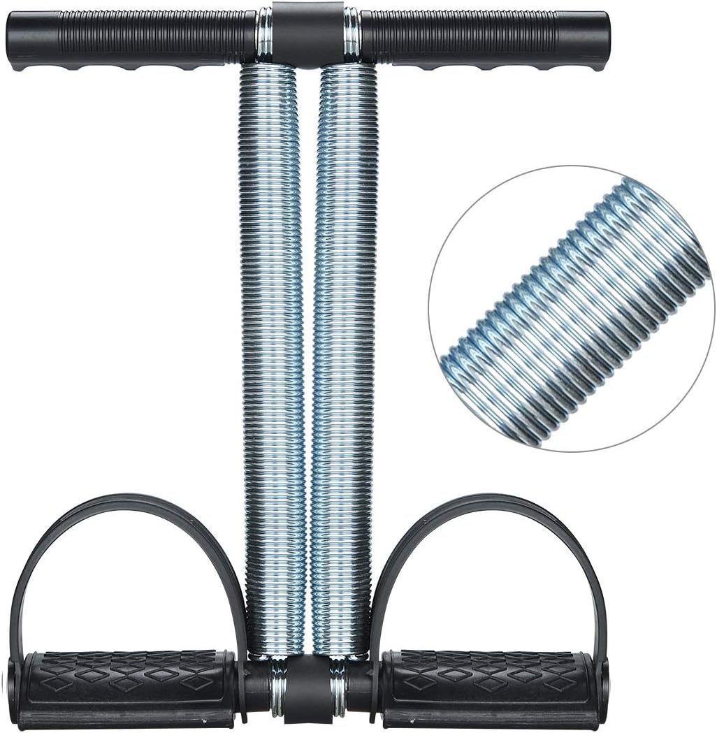 Lychee Elastic Sit Up Pull Rope Spring Tension Foot Pedal Abdomen Leg Exerciser Tummy Trimmer Equipment Bodybuilding Expander for Fitness Yoga Training (Black)