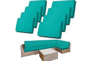 Newwiee 8 Pcs Stretch Patio Outdoor Cushion Covers Replacement for 4 Backrests and 4 Patio Cushions Covers, Waterproof Couch Sofa Chair Seat Slipcover Furniture Protector(Peacock Blue)