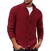 PJ PAUL JONES Mens Cardigan Sweater Button Up Stand Collar Sweater Knit Textured Sweaters