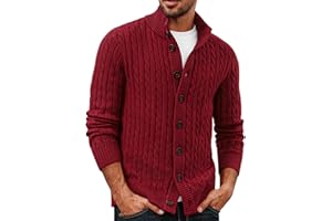 PJ PAUL JONES Mens Cardigan Sweater Button Up Stand Collar Sweater Knit Textured Sweaters