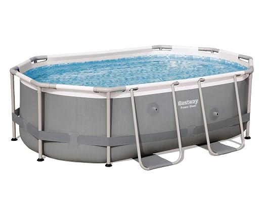 Bestway 56937 Power Steel Piscina Fuori Terra Base Struttura E Liner Ovale 300x200x84 Cm Grigio
