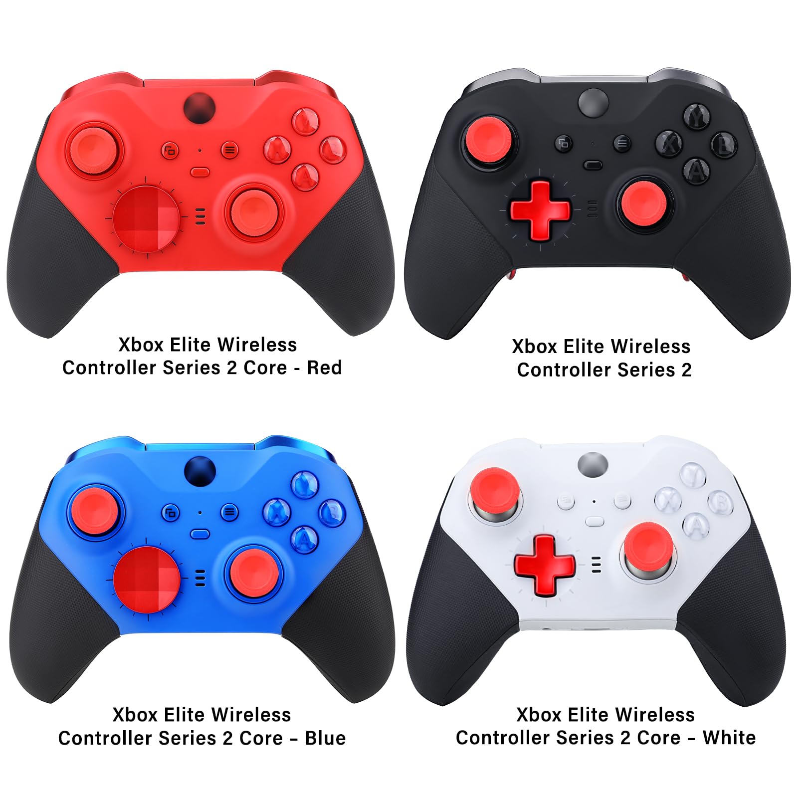 Elite Series 2 Controller Accessories, 13 in 1 Metal Thumbsticks for Xbox One Elite Series 2, Gaming Accessory Replacement Parts Compatible with Xbox Elite Wireless Controller Series 2 Core(Red)
