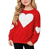 Magrank Girls Valentine Sweater Kids Long Sleeve Cute Heart Winter Holiday Knit Pullover 5-14 Years