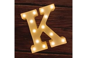 MUMUXI Marquee Light Up Letters | Large Light Up Numbers | Battery Powered and Bright with Every Letter of The Alphabet | for Wedding, Birthday, Party, Celebration, Christmas or Home Decoration (K)