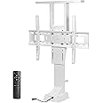 VIVO Motorized TV Stand for 37 to 55 inch Screens, Vertical Lift Television Stand with Remote Control, Compact TV Mount Bracket, White, MOUNT-E-UP65AW