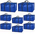 ClearSpace Heavy Duty Moving Bags or Storage Bag, 8 Pack – Large Moving Boxes with Backpack Straps, Zippers & Handles – Perfe