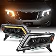 AKKON - Fits 2013-2016 Nissan Pathfinder Projector Black Headlights Headlamps Pair w/LED DRL Running Lamp Turn Signal