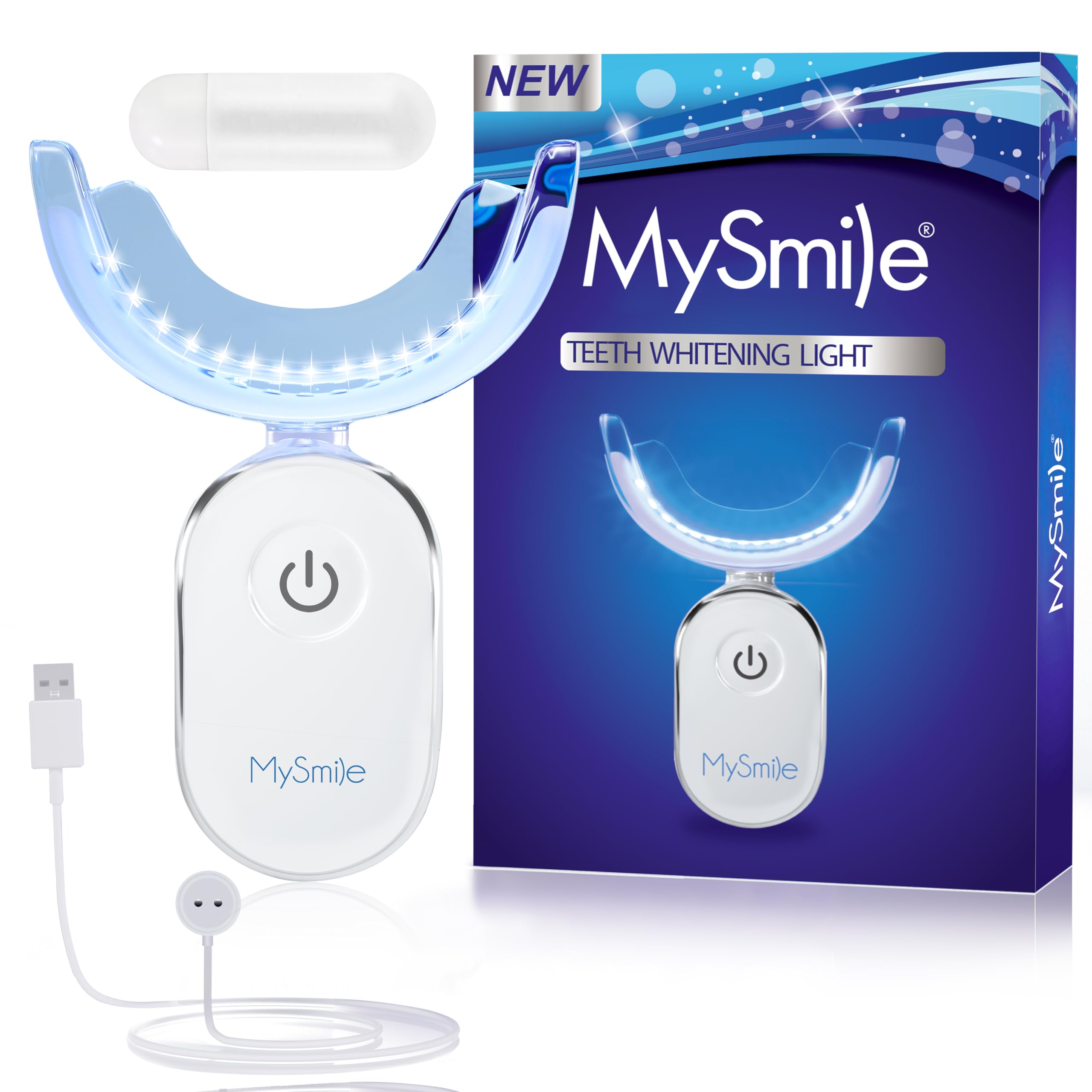Photo 1 of MySmile Teeth Whitening Accelerator Light, 28 LED Blue Light, Each 10 Minutes, USB Charger, Mouth Trays, 1 Pcs LED Light & 4ml Gel