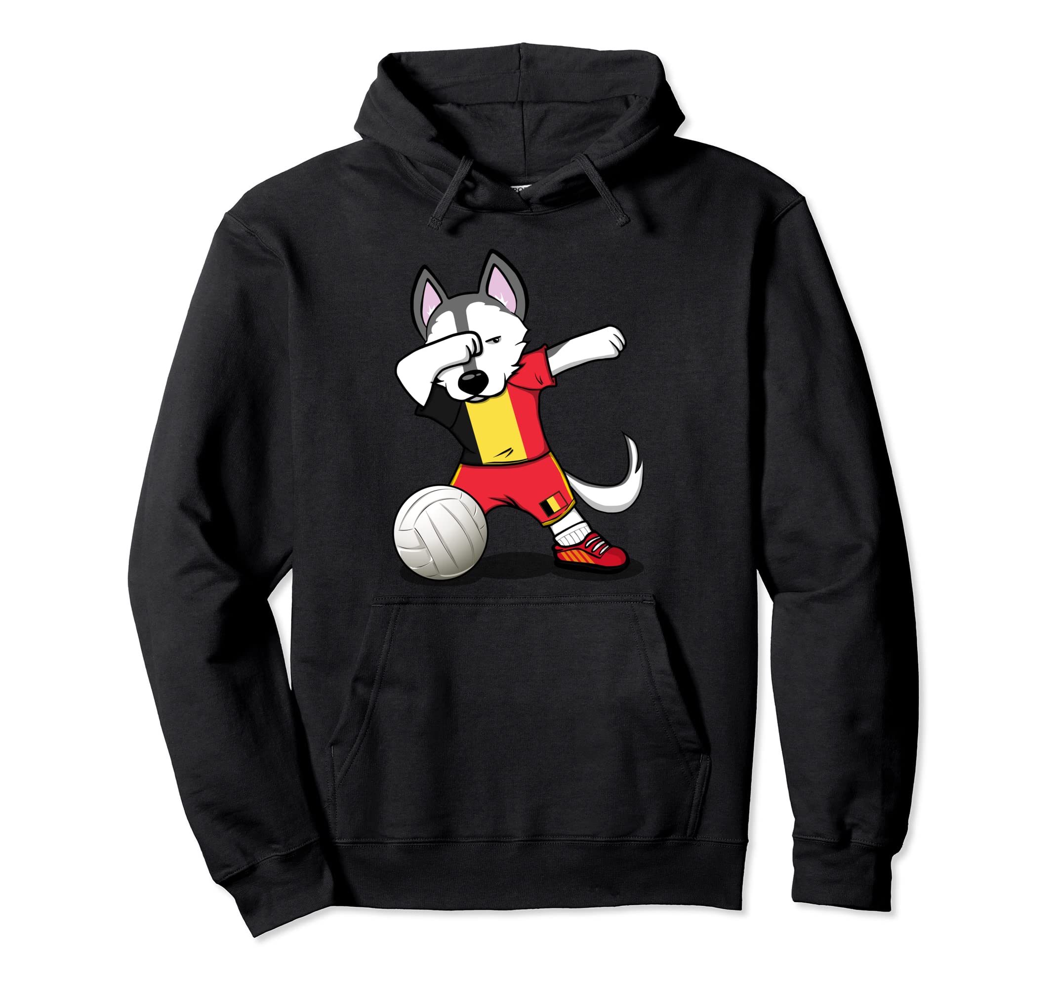 Dabbing Husky Belgium Volleyball Fans Jersey Belgian Flag Pullover Hoodie