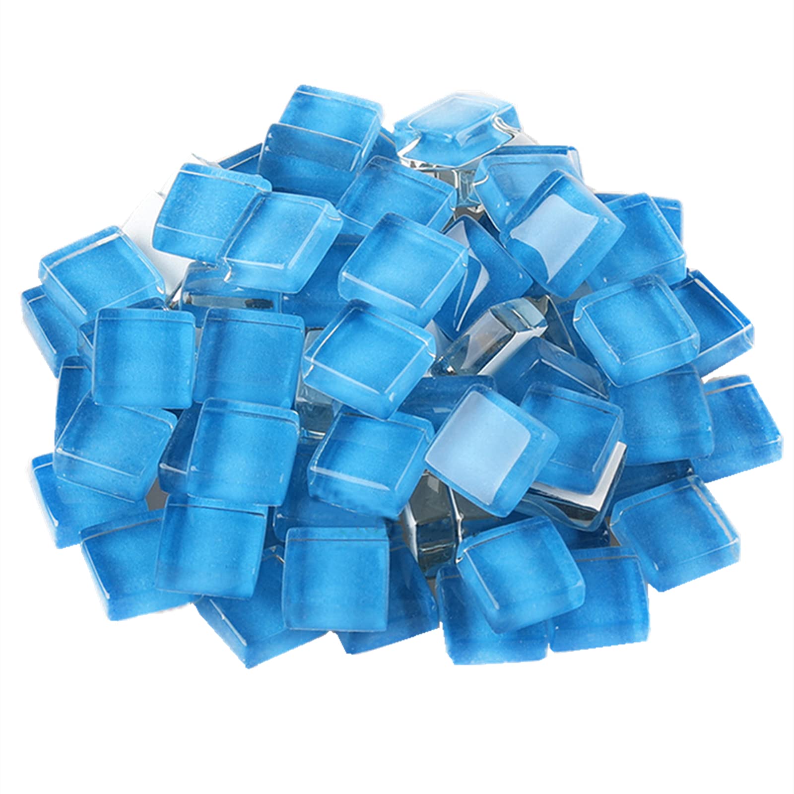 200g Glass Mosaic Tiles Square Crystal Mosaic Stones Glass Pieces for DIY Art Craft Decoration,1x1cm(Blue)