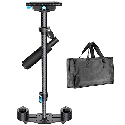 Neewer Kohlefaser 60 cm Handstabilisator mit 1/4 Zoll 3/8 Zoll Schraube Schnellwechselplatte für Canon Nikon Sony und andere 