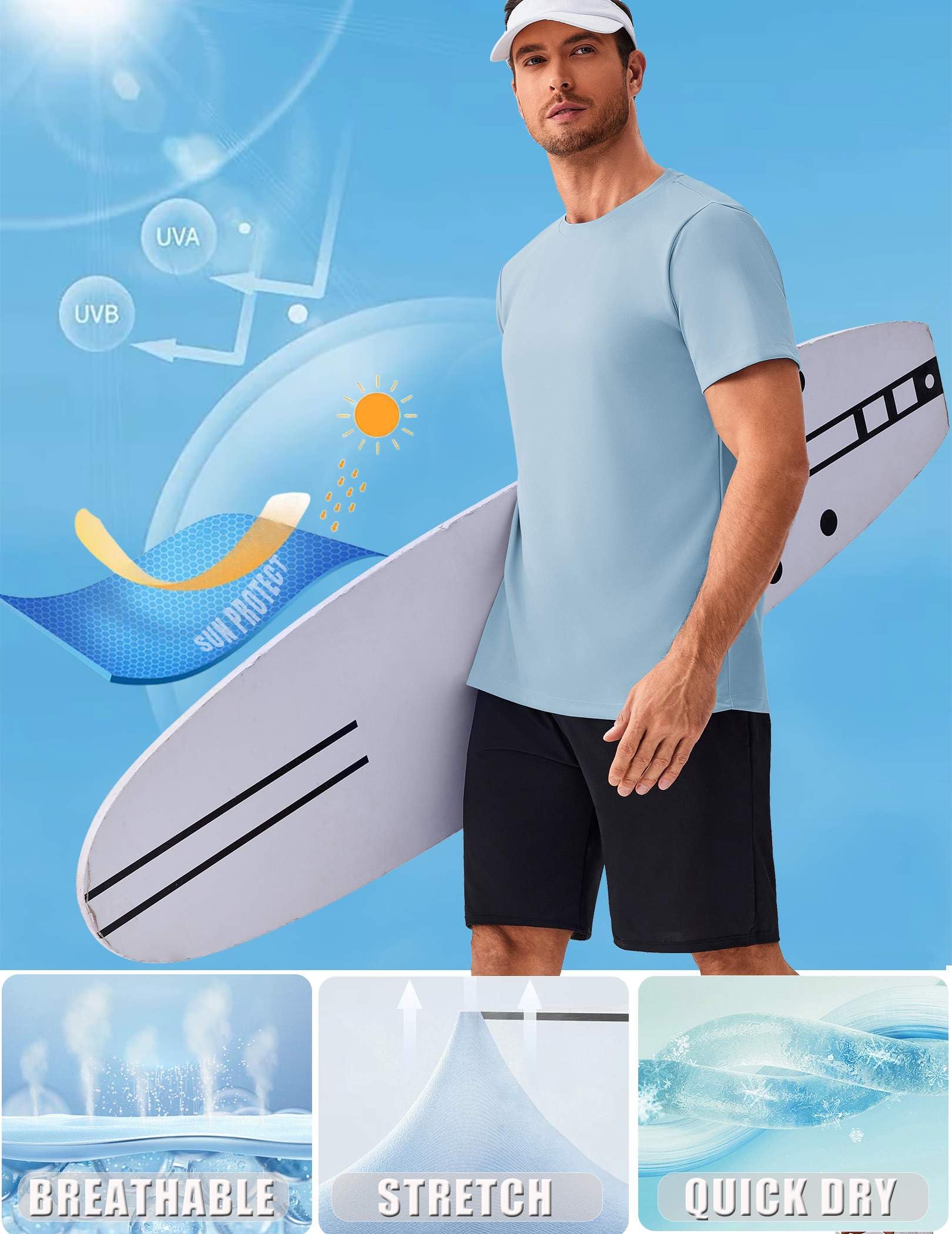 PINSPARK Men's 3 Pack Workout Shirts Quick Dry Moisture Wicking Crewneck Tee Shirt Mesh Athletic T-Shirts