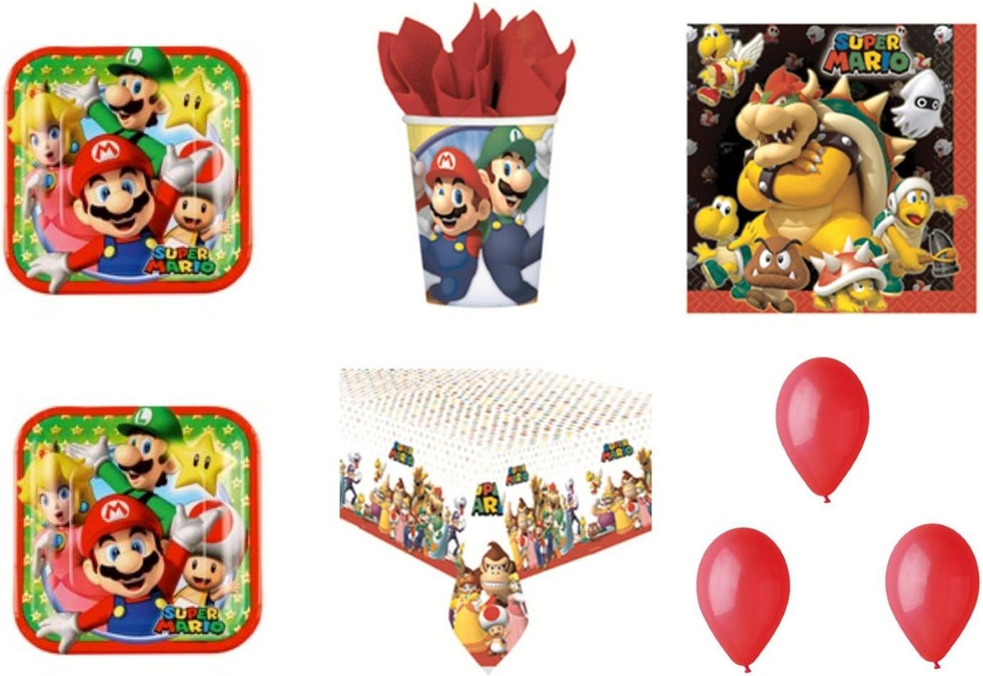 Vaisselle Cuisine Maison Nappe De Serviette Mario Plate Cup Mario Party Supplies Pack De Vaisselle Pour Le Joyeux Anniversaire De Super Mario Bros Brothers 16 Kit