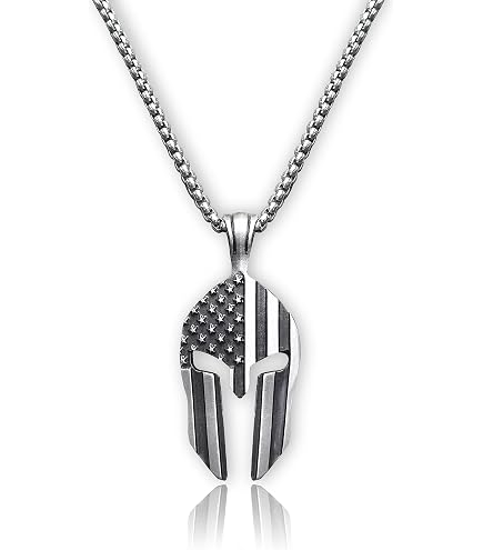Stainless Steel Spartan Warrior Helmet Pendant Necklace,Men Women