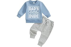 Kupretty Toddler Baby Boy Fall Winter Clothes Letter Graphic Long Sleeve Sweatshirt Pullover Tops + Joggers Pants Outfit Set