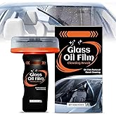 Glass Oil Film Remover for Car, Roll-On Glass Compound with Cleaning Board, All-Weather Windshield Kit 