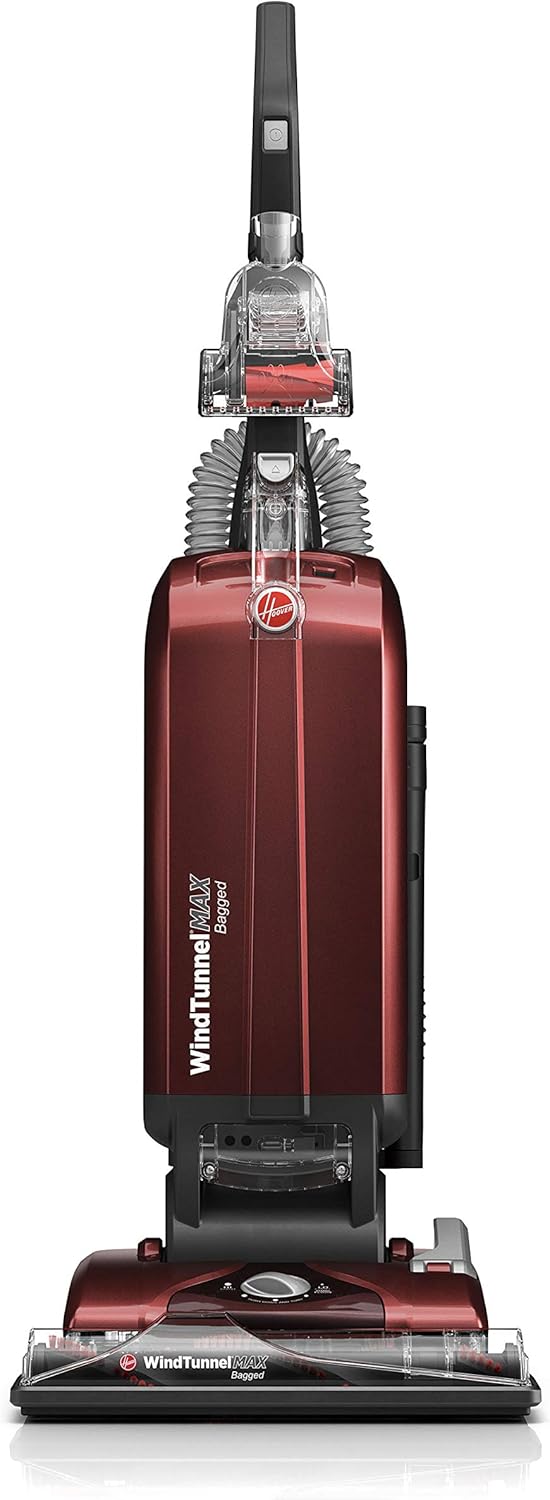 Hoover UH30600 WindTunnel Max Bagged Upright Vacuum Cleaner, with HEPA Media Filtration, 30ft. Power Cord, Red: Home & Kitchen