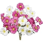 GhuaH 6 Pcs Artificial Flowers with Stems Faux Daisy Flowers Bouquet Rose Red Gardenia Silk Flowers for Home Decor Indoor Vase Outdoors Balcony Table Centerpiece Outside Floral Arrangements Wedding