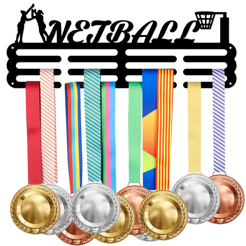 SUPERDANT Netball Medal Holder Sport Display Ball Game Hanger Medal Trophy Display Rack Gift for Ball Game Lover Metal Lanyard Sturdy Over 60 Medals