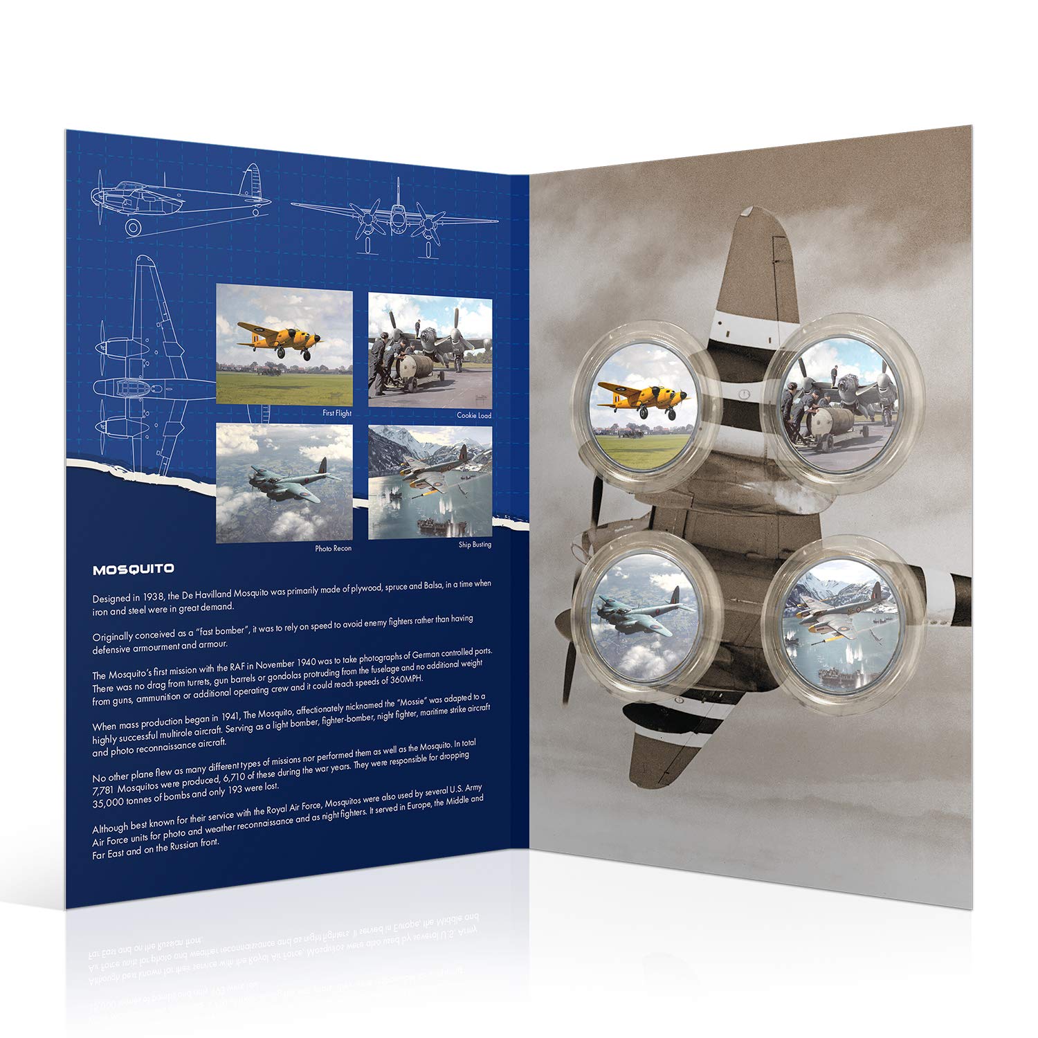 RAF Memorabilia Collection Silver Coin Medal - Mosquito Complete Bundle Pack