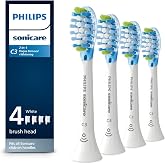 Philips Sonicare C3 Two-in-One Brush Heads, 4-Pack, 1 Year Supply, White | 1000% More Plaque Removal&sup1;, 100% More Stain Removal&sup2;, BrushSync Reminder, Up To 62,000 Bristle Movements Per Min, HX9044/65