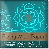 Flying Wish Paper Golden Om Mini Wishing Kit, Yoga Meditation Gift | Mindfulness Gift, Intention Setting, Spiritual Gift, 15 Wishing Papers, 5 Launching Platforms, Gold Pencil, Gratitude