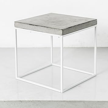Amazon Com Patrick Cain Designs Concrete Top White Cube Side Table Stool End Table Or Coffee Table Furniture Decor