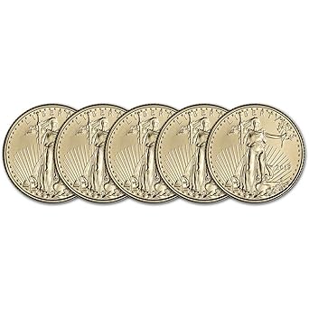 1 Ounce American Gold Eagle Bullion Coins Isolated On White