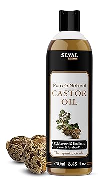 Seyal Castor Oil Pure & Natural, Cold Pressed Organic, For Hair Growth, Face & Skin (250ml)
