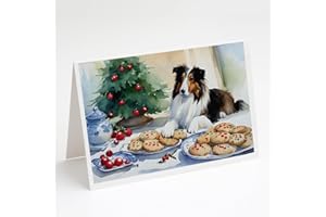 Caroline's Treasures DAC3882GCA7P Sheltie Christmas Cookies Greeting Cards Pack of 8 Blank Cards with Envelopes Whimsical A7 Size 5x7 Blank Note Cards