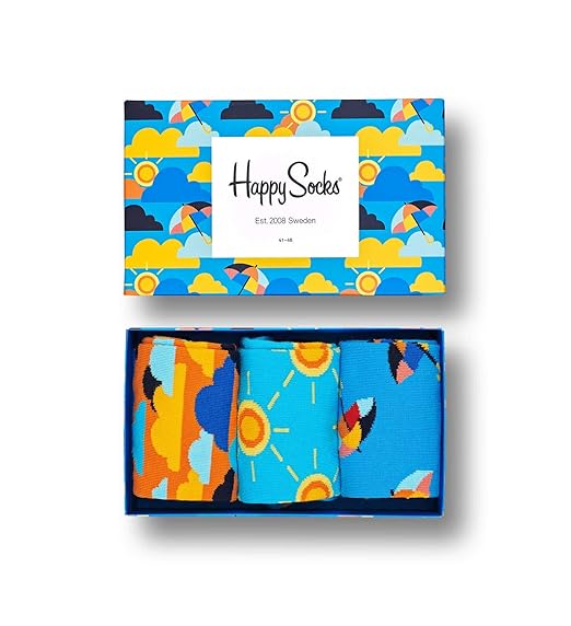 Happy Socks – Gemischt farbenfrohe Geschenkbox an Baumwollsocken für Männer und Frauen
