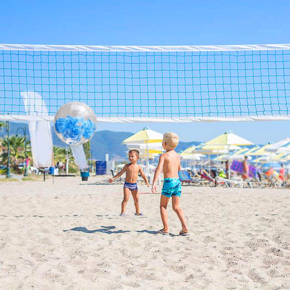 KOMIWOO Inflatable Beach Ball-Glitter Beach Balls Kids, Filled with Feathers Pool Toys for Summer Party Favors (2packs,24 inch) (Blue)