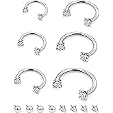 Cisyozi 16G Septum Rings 316L Surgical Steel Septum Jewelry Lip Rings Hoops Snake Bite Piercing Horseshoe Earrings Tragus Catilage Helix Daith Rook Piercing Jewelry for Women Men 6mm-16mm