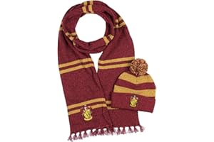 Harry Potter Hogwarts Houses Knit Scarf & Pom Beanie Set