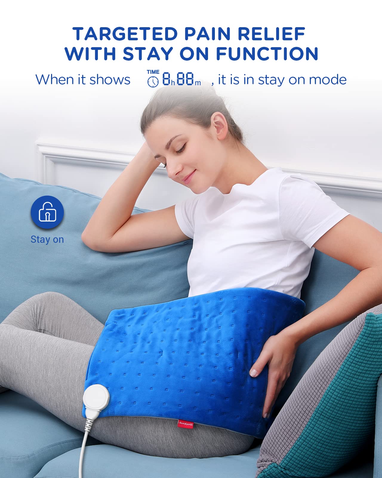 Heating Pad for Period Cramps, FSA HSA Eligible Electric Heating Pad for Back Pain Relief, 12