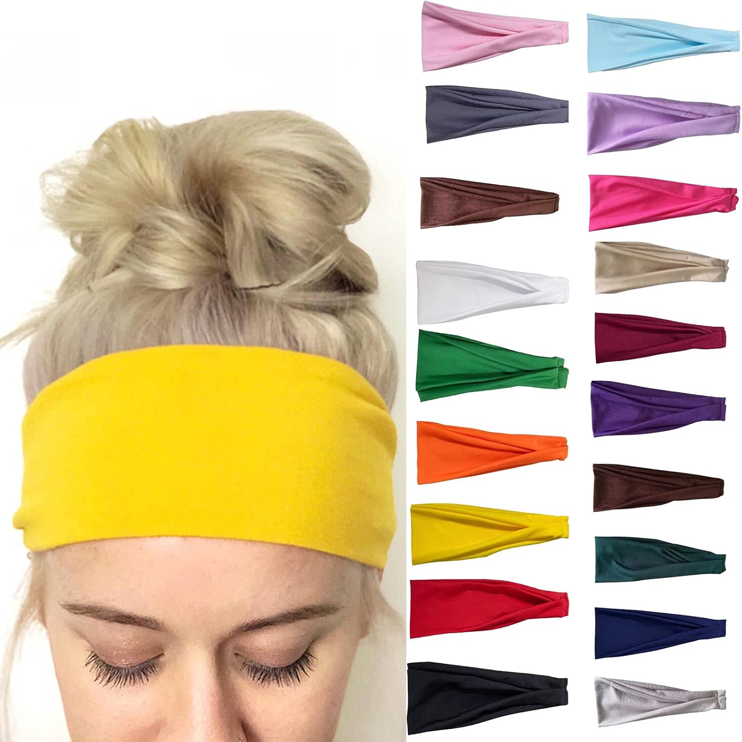 6Pcs Unisex Sports Headband Set, Womens Mens Yoga Running Headbands Non Slip Elastic Workout