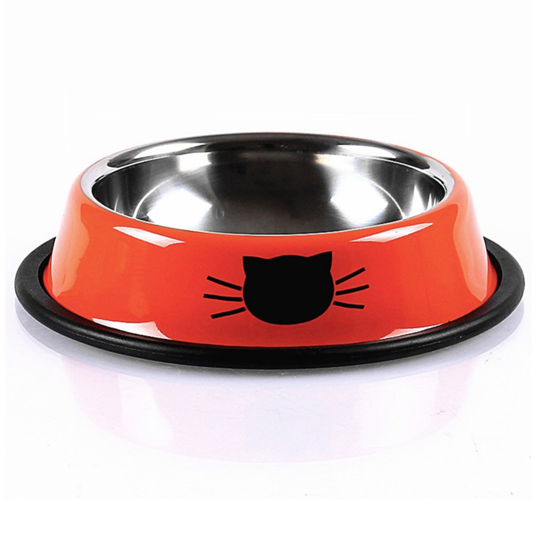Ciotola per cuccioli Pet Bowl Bowl per gatti Sportsgirl con gatti carini verniciati antiscivolo per cani di piccola taglia (Argento e Arancio)
