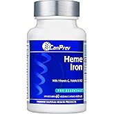 CanPrev Heme Iron 60 V-Caps, 60-Day Supply With Vitamin C, Folate & B12, Gentle, Easy-to-Absorb Iron Supplement for Women, No