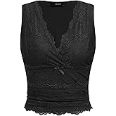 CIDER Lace Crop Tank Tops for Women Summer Going Out Tops V Neck Sleeveless Ruched Y2K Top Date Night Concert Outfits Trendy