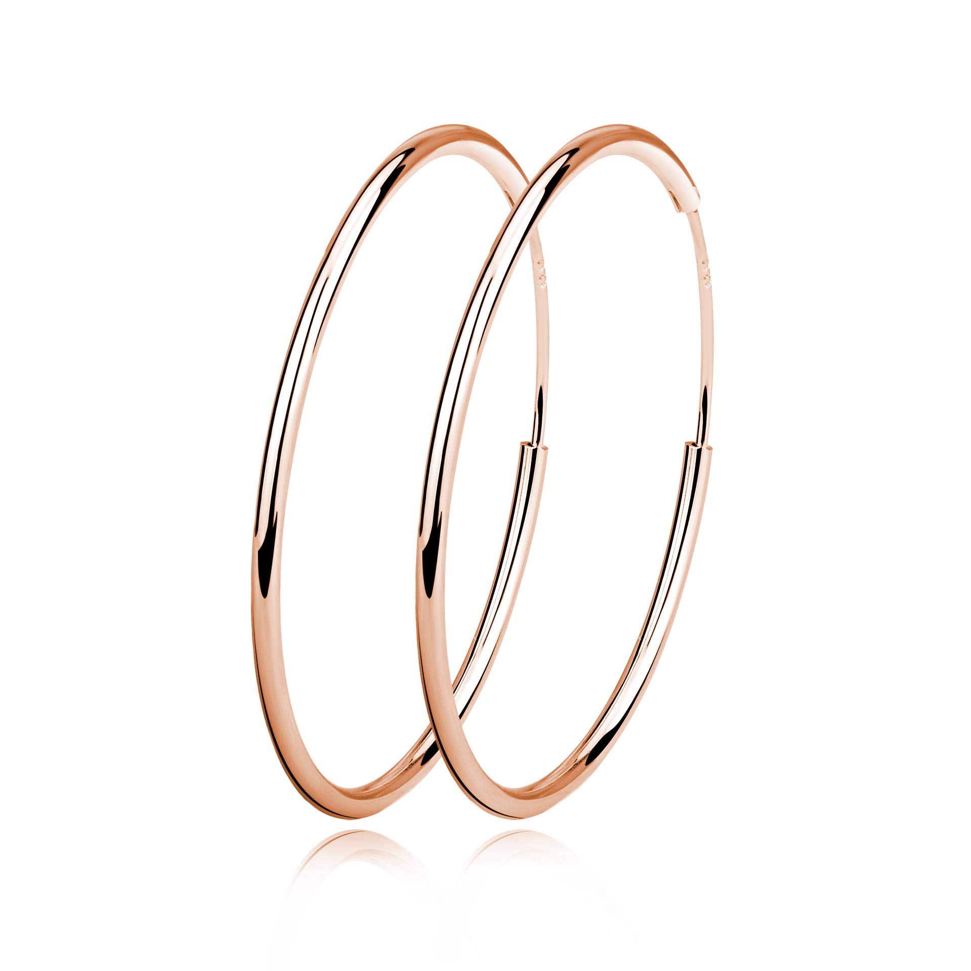 Sterling Silver Fine Hoop Earrings Circle Endless Loop- Jewellery for Women Girls Diameter Size: 20 30 40 50 60 mm (50mm Rose Gold)