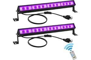 uwiner 38W LED Black Light Bar Blacklight Bars with Plug and Switch Light Up 22x22ft Area for Glow Party Halloween Parties Bedroom Decorations Stage Lighting -2pack Carrying a Remote Control