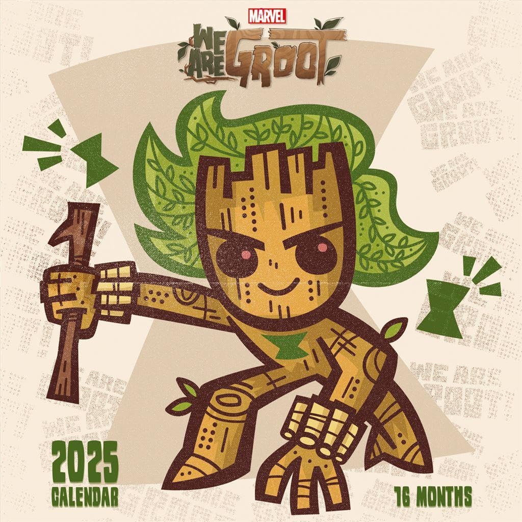 Pyramid International Groot 2025 Calendar – Marvel’s Guardian of the Galaxy, Adorable Groot Art, 16-Month Planner, Gift for Marvel Fans
