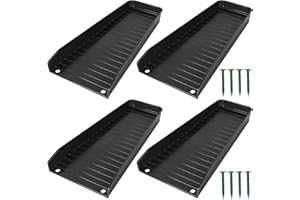 CHICKVILLA Gutter Downspout Splash Block,16.3"Drain Gutter Guard Diverter,Gutter Downspout Extensions for Water Drainage, Fixable Down Spout Drain Trays,Drainage to Protect House Foundations (4PC Black)