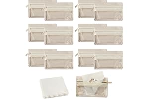 HOOHNNAA 12pcs Travel Jewelry Pouch Travel Jewelry Organizers Travel Jewelry Bag Storage Set for Women Transparent Storage Bag for Jewelry Small Jewelry Roll Pouch with Silver Polishing Microfiber Cloth