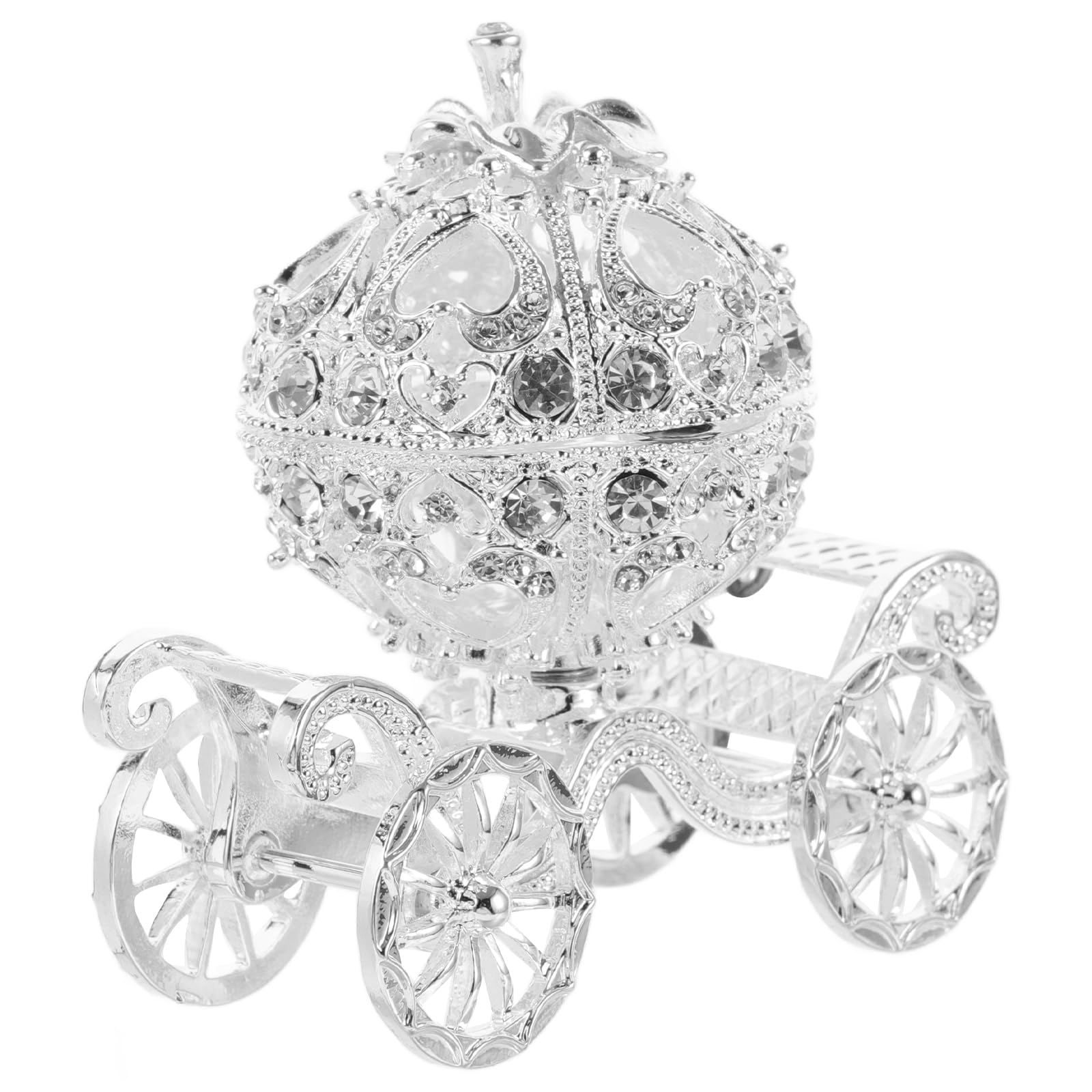 jojofuny Crystal Jewelry Box Princess Trinket Box Bling Shiny Trinket Jewelry Ring Display Diamond Case Container Pumpkin Carriage Table Sculpture for Women Ladies Crystal Decor