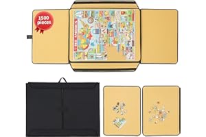 KROFEM 1500 Pieces Jigsaw Puzzle Table Board, Portable Puzzle Mat with Non-Slip Surface, Sorting Trays