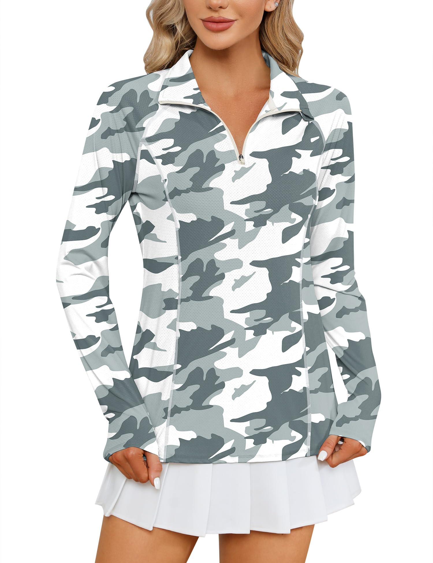 LOMON Womens Workout Tops Long Sleeve 1/4 Zip Uv