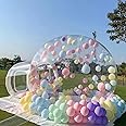 10FT Inflatable Bubble House Dome for Kids, Clear PVC Inflatable Bubble House Tent with Tunnel, Bubble Balloon House with 800W Air Blower, 600W Air Pump with 50pcs Balloons Inflatable Dome for Party