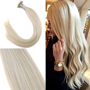 Youngsee 14inch Nano Loop Real Human Hair Extensions Platinum