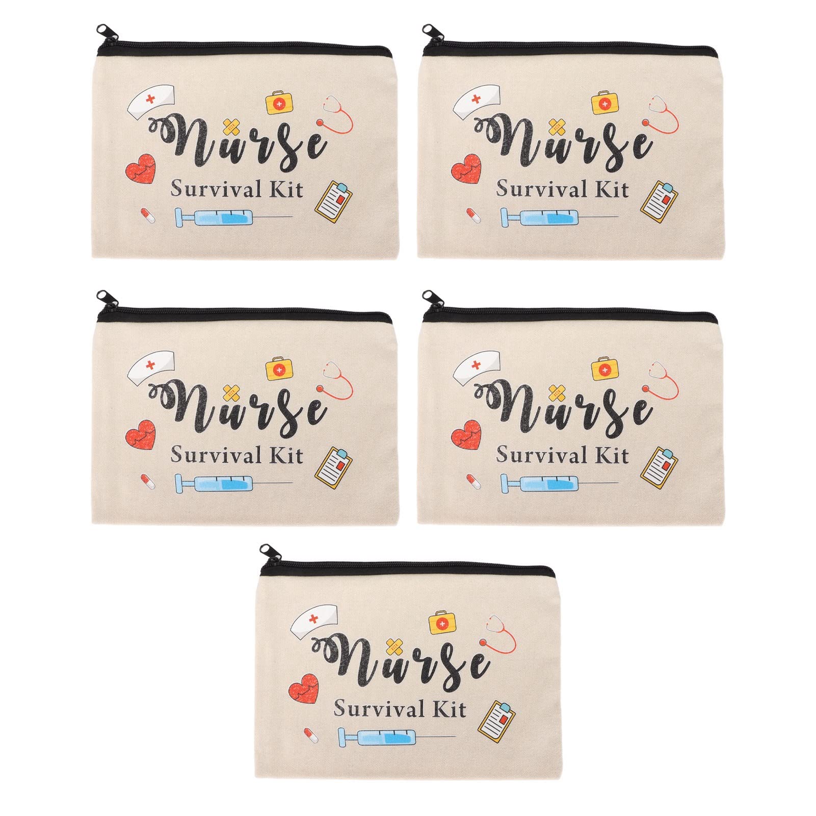 Nurse Survival Kit Cosmetic Bag, Makeup Bag Cute Versatile Zipper Survival Kit Patterns Nurse Theme Graphics Nurse Practitioner Gifts Cosmetic Bags